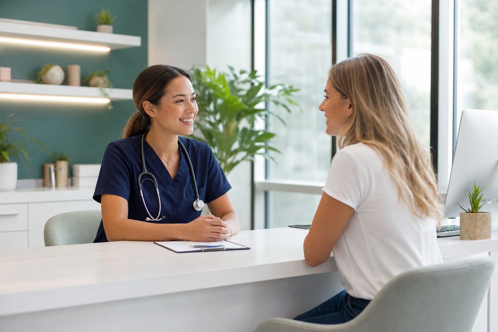 Clinician consulting with a patient about a weight-loss plan