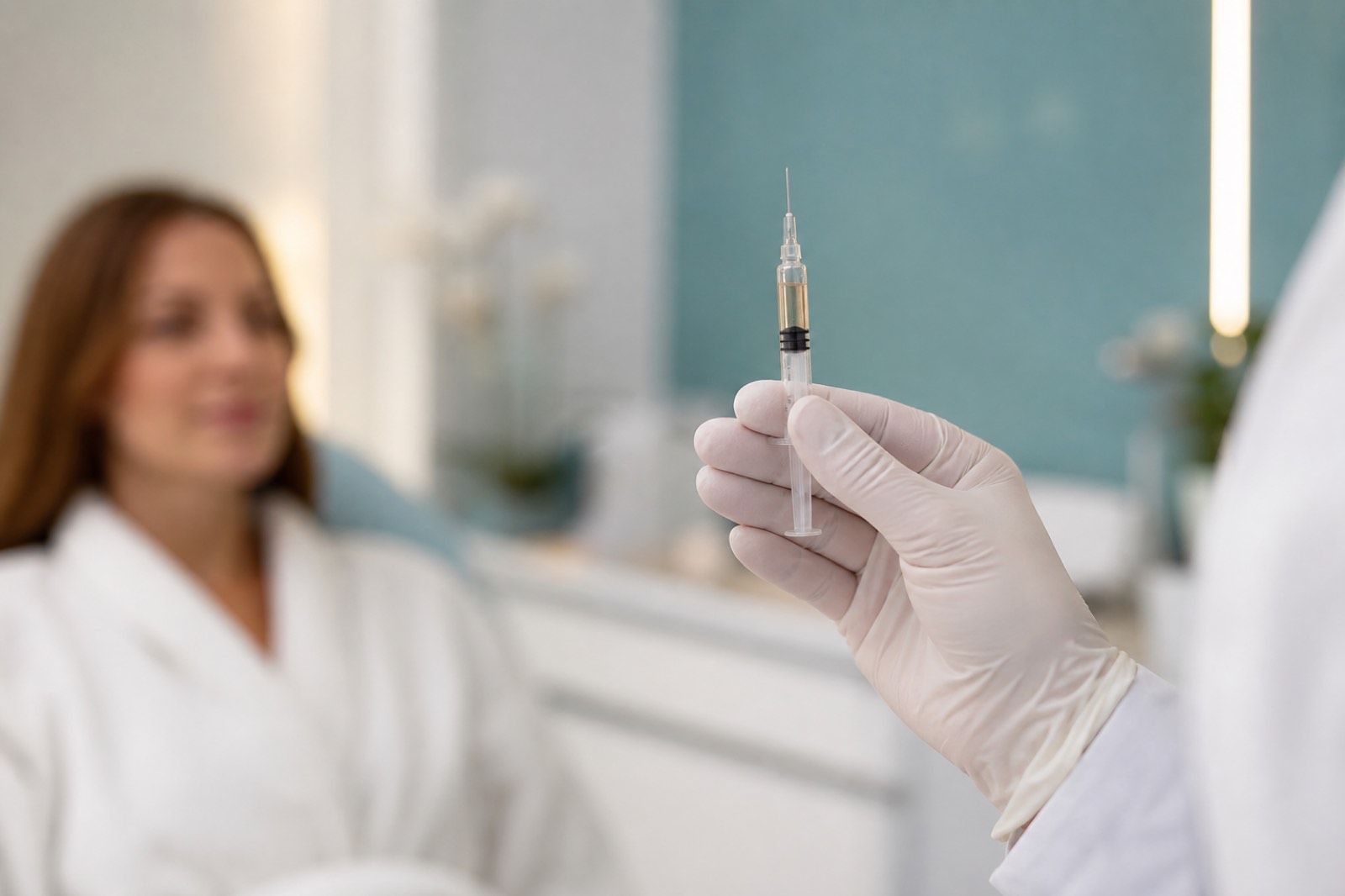 Clinician preparing a wellness injectable treatment